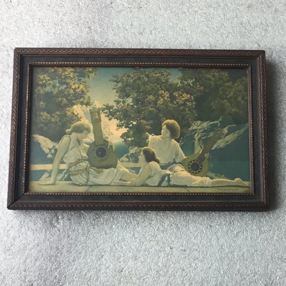 Antique & lovely Maxfield Parrish framed print - The Lute Players - Picture 1 of 10
